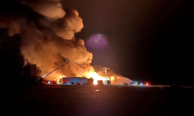 Huge blaze damages building at Houlton airport