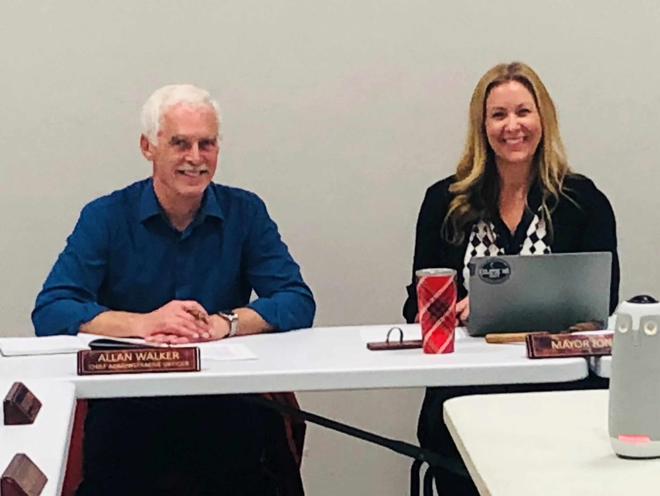 Woodstock Mayor Trina Jones, right, and CAO Allan Walker will oversee a proposed $16.6 million budget in 2024. (Jim Dumville photo)