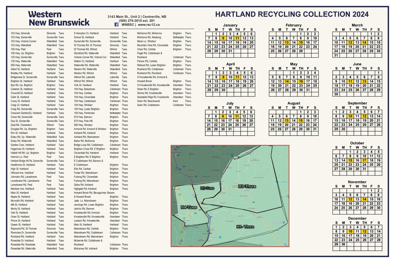 Western Valley Recycling Calendars River Valley Sun