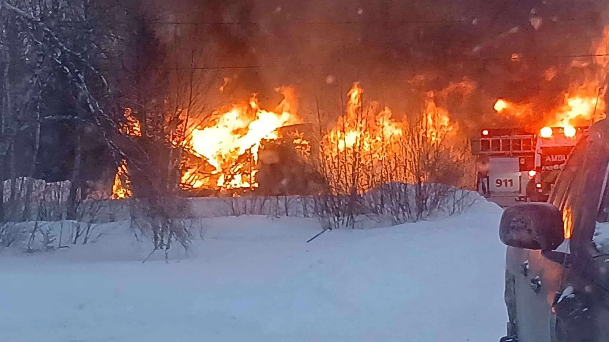 The structure was fully involved when the first firefighters arrived on the scene on Scott Siding Road, near Canterbury. (Submitted photo)