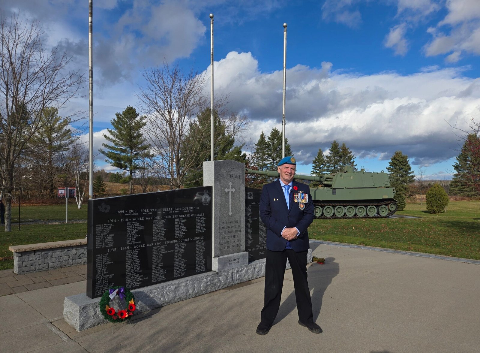 Harold Skaarup, a Centreville veteran, urged community members to remember their veterans by ensuring their stories continue to be told. (Sandra Hanson photo)