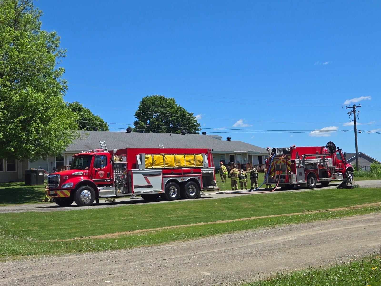 The Centreville Fire Department responded to a fire at a multi-unit senior’s complex on Monday afternoon. (Sandra Hanson photo)