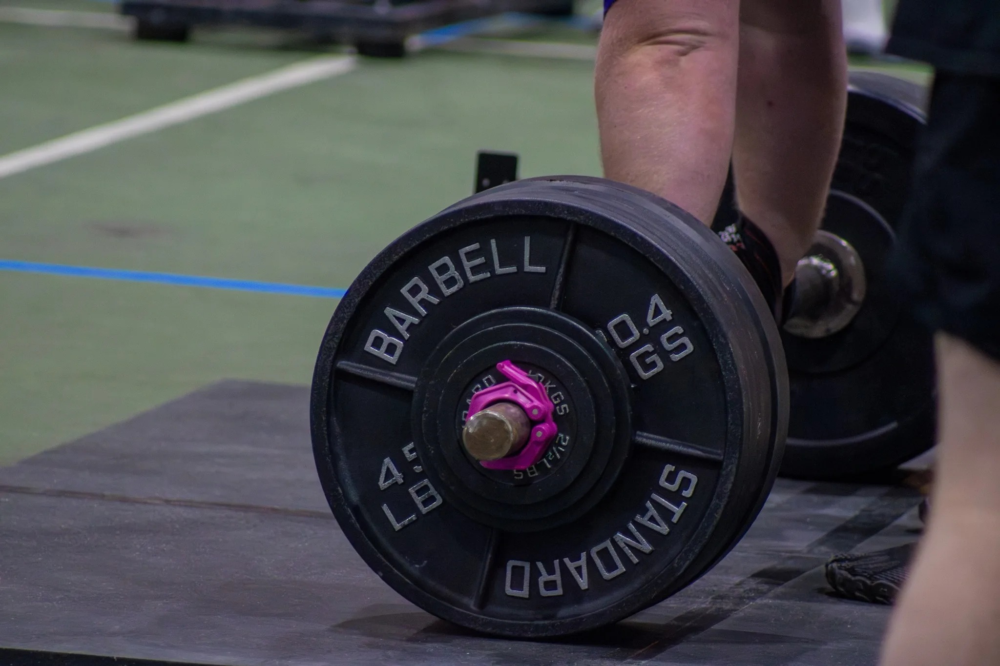 A Natural Strongman competitor prepares to deadlift 585 lbs. in the first event of the competition. (Nathan Cox photo)