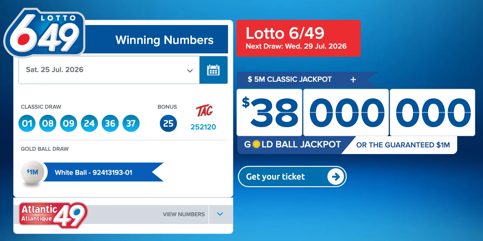 A lucky ticket worth $1 million was sold in Carleton County for the Saturday Lotto 649 draw. (Submitted photo)