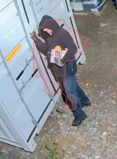 RCMP are looking for information on this thief caught on camera stealing tools from a storage unit at a Plaster Rock church. (Submitted photo)