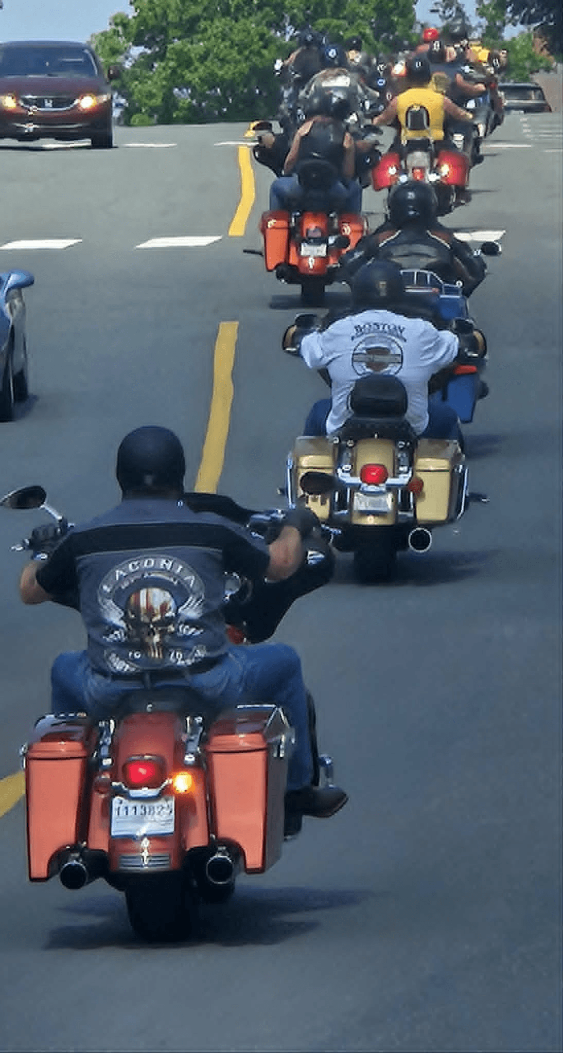 Riders took over the streets as they roared out of Woodstock. (Connor Barry photo)