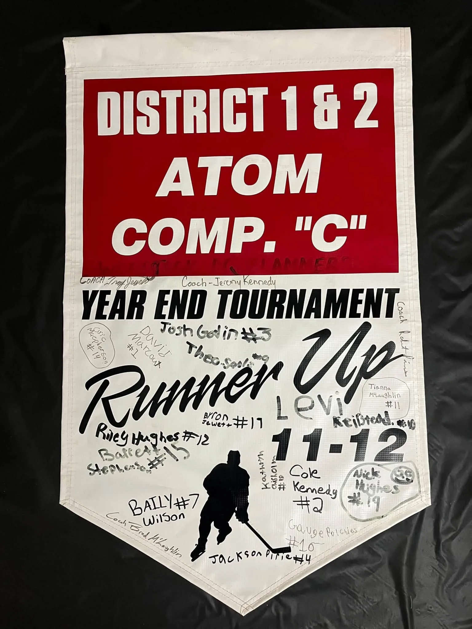 One of the banners that the Woodstock Minor Hockey Association is auctioning off. (Facebook screenshot)