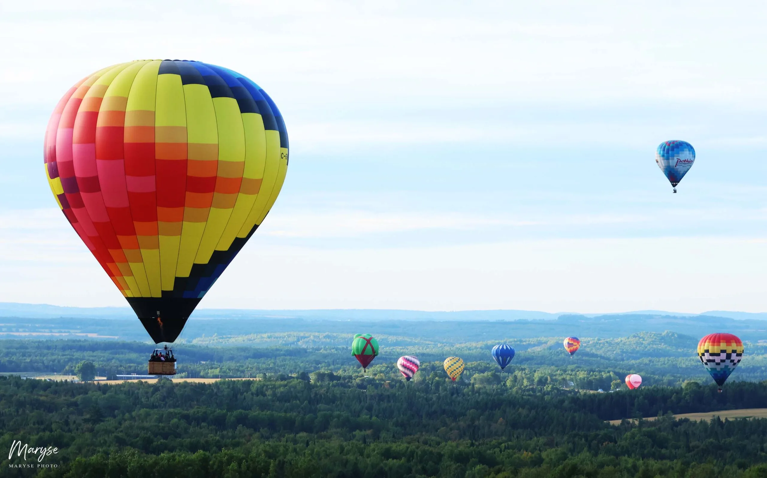 Clear skies prevailed on Monday, Sept. 7, and the River Bend Fest launched a flight through the Saint John River Valley. (Photo courtesy of Maryse Phaneuf)