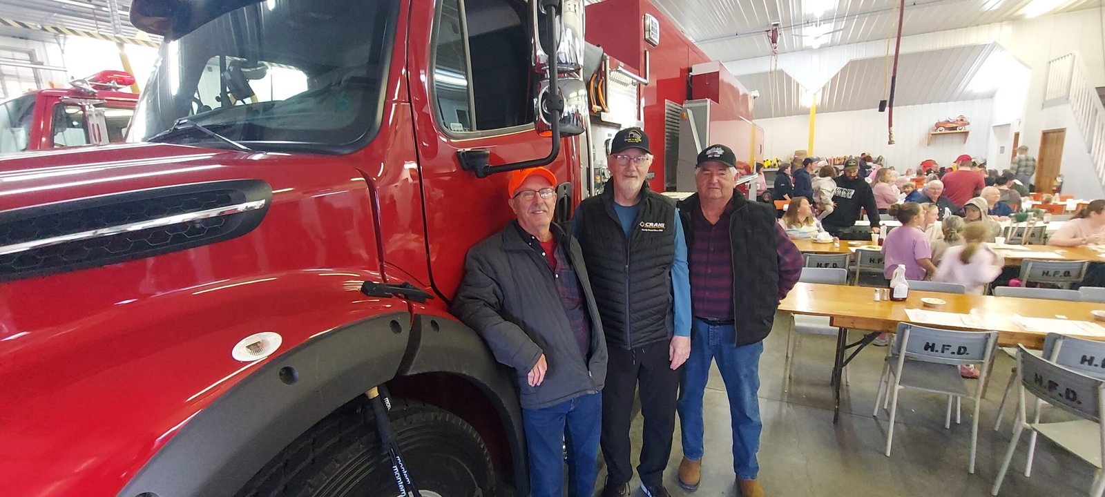 Hartland recently received its new MetalFab fire truck. From left, Ivan Shaw, John Craig, and Lawrence Kennedy proudly show off the brand-new addition to Hartland’s fire fleet. (James Ness photo)