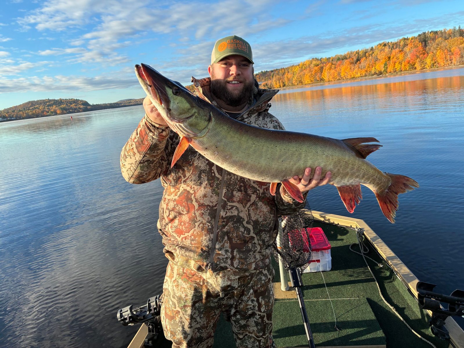 Fredericton resident Jake Calder poses with a 43” muskie he caught during the Muskies Canada Canada Challenge that was held in Nackawic last weekend. The team of Jake Calder and Dylan Howell just missed winning third place by 3/4”. (Dylan Howell photo)