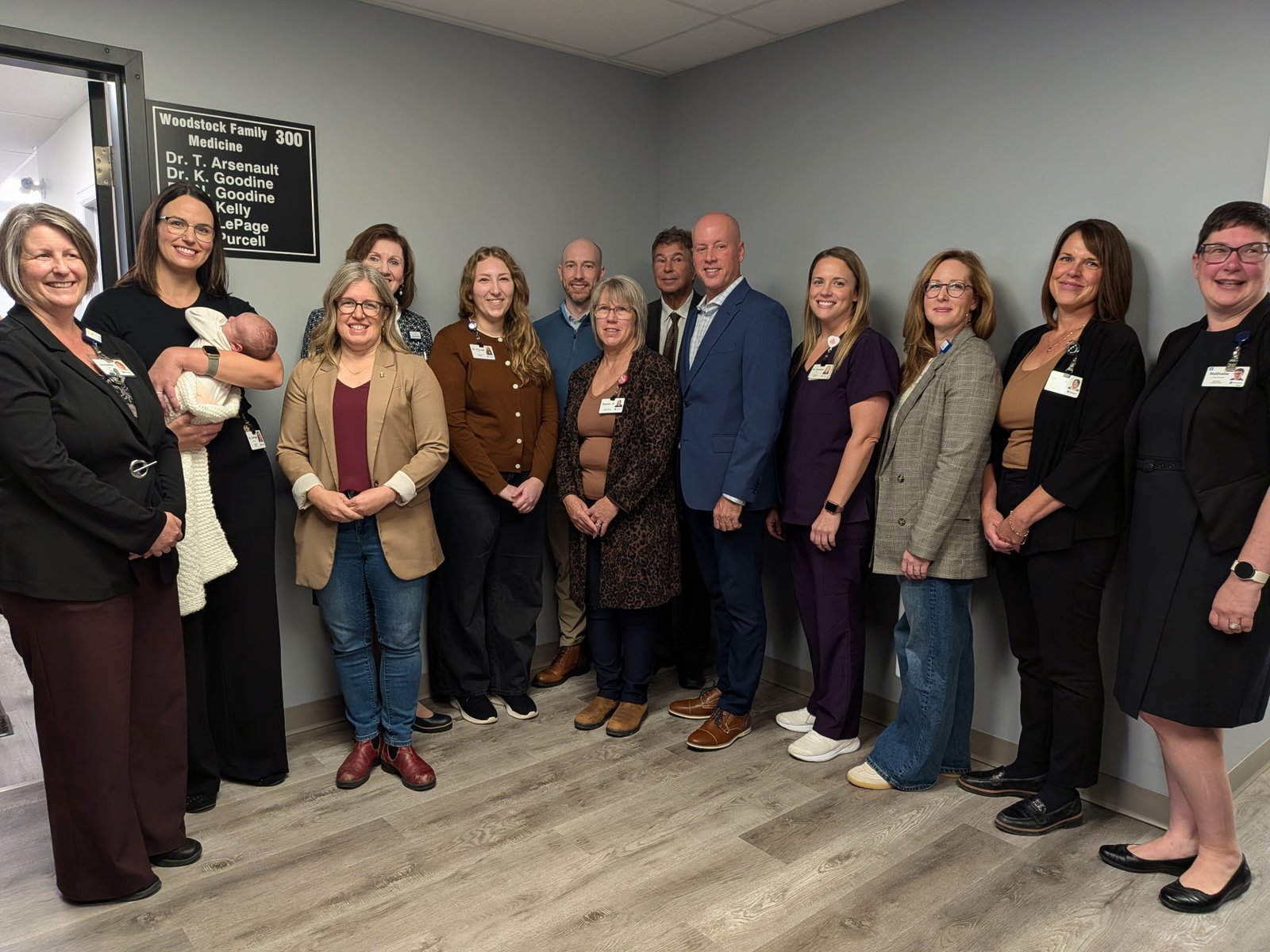Members of the health care team at Woodstock Family Medicine attended the announcement (Judy Cole photo)